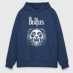 Толстовка оверсайз мужская The Beatles rock panda, цвет: тёмно-синий