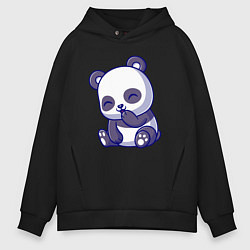Толстовка оверсайз мужская Смеющаяся панда, цвет: черный