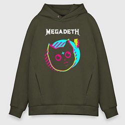 Толстовка оверсайз мужская Megadeth rock star cat, цвет: хаки