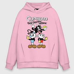 Толстовка оверсайз мужская Cups and devil, цвет: светло-розовый