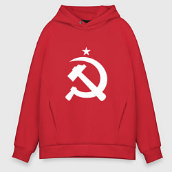 Мужское худи оверсайз Белый серп и молот
