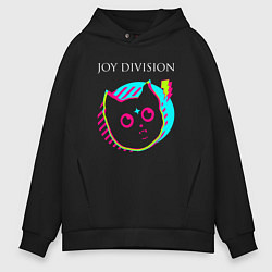 Толстовка оверсайз мужская Joy Division rock star cat, цвет: черный