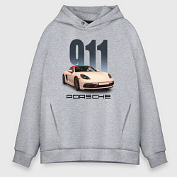 Толстовка оверсайз мужская Немецкий спортивный автомобиль Порше 911, цвет: меланж