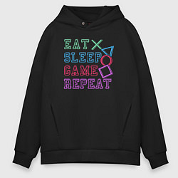 Мужское худи оверсайз Eat play sleep repeat lettering