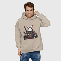 Толстовка оверсайз мужская Самурай Кроль, цвет: миндальный — фото 2