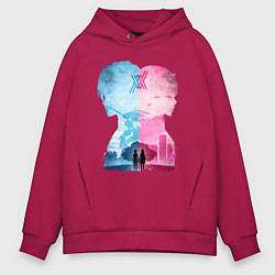 Толстовка оверсайз мужская Милый во Франксе Хиро, цвет: маджента