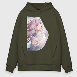 Толстовка оверсайз мужская Милый во Франксе Zero Two, цвет: хаки