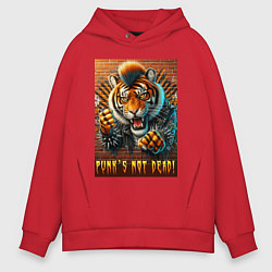 Мужское худи оверсайз Punks not dead - motto tiger