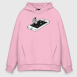 Толстовка оверсайз мужская Космическая связь, цвет: светло-розовый