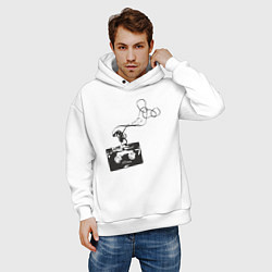 Толстовка оверсайз мужская Кассетная лента, цвет: белый — фото 2