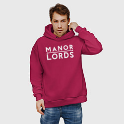 Толстовка оверсайз мужская Manor lords logo, цвет: маджента — фото 2