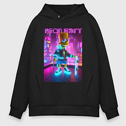 Мужское худи оверсайз Neon Bart - with skateboard ai art fantasy