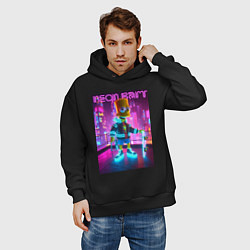 Толстовка оверсайз мужская Neon Bart - with skateboard ai art fantasy, цвет: черный — фото 2