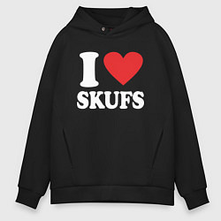 Толстовка оверсайз мужская I love - skufs, цвет: черный