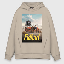 Мужское худи оверсайз Фоллаут на диване
