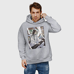 Толстовка оверсайз мужская Ванцзи Лань, цвет: меланж — фото 2