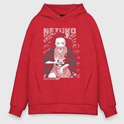 Толстовка оверсайз мужская Demon slayer Nezuko pinck, цвет: красный