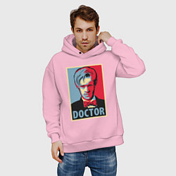 Толстовка оверсайз мужская Doctor, цвет: светло-розовый — фото 2