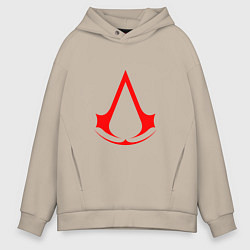 Толстовка оверсайз мужская Red logo of assassins, цвет: миндальный