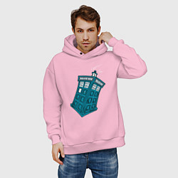 Толстовка оверсайз мужская Adventure tardis, цвет: светло-розовый — фото 2