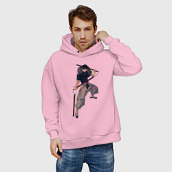 Толстовка оверсайз мужская Магическая битва Тодзи Фусигуро, цвет: светло-розовый — фото 2