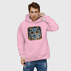 Толстовка оверсайз мужская Бэта сова, цвет: светло-розовый — фото 2