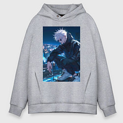Толстовка оверсайз мужская Магическая битва Сатору Годзё арт, цвет: меланж