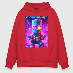 Мужское худи оверсайз Cyber Bart in metropolis - neon glow