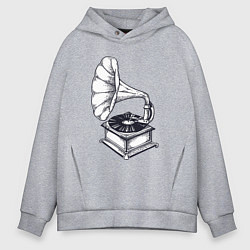 Толстовка оверсайз мужская Звук пластинки, цвет: меланж