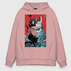 Толстовка оверсайз мужская Кайдзю номер восемь Кафка Хибино силы обороны, цвет: пыльно-розовый