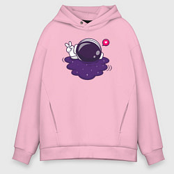 Толстовка оверсайз мужская Любовь из космоса - peace v, цвет: светло-розовый