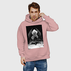 Толстовка оверсайз мужская О моём перерождении в слизь Римуру Темпест с крыль, цвет: пыльно-розовый — фото 2