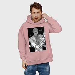 Толстовка оверсайз мужская Магическая битва Кэнто Нанами маг первого класса, цвет: пыльно-розовый — фото 2