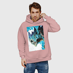 Толстовка оверсайз мужская Кайдзю номер восемь Кафка Хибино гуманоид, цвет: пыльно-розовый — фото 2