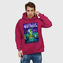 Толстовка оверсайз мужская Zombie Bart Simpson - nightmare, цвет: маджента — фото 2