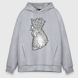 Толстовка оверсайз мужская Петух король, цвет: меланж