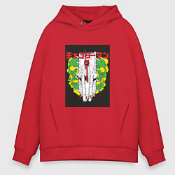 Толстовка оверсайз мужская Человек-бензопила Денджи бензопила, цвет: красный