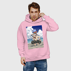 Толстовка оверсайз мужская Хвост Феи Хэппи Нацу Драгнил, цвет: светло-розовый — фото 2