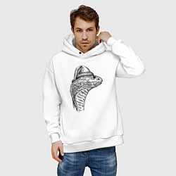 Толстовка оверсайз мужская Новогодняя кобра, цвет: белый — фото 2