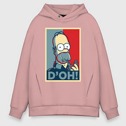 Толстовка оверсайз мужская Homer with donut, цвет: пыльно-розовый