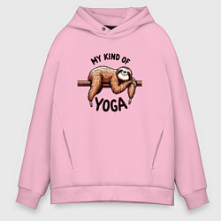 Мужское худи оверсайз Смешной ленивец отдыхает на ветке мой вид йоги
