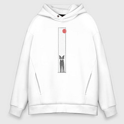 Мужское худи оверсайз Хитрая лиса в рамке