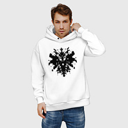 Толстовка оверсайз мужская Тест Роршаха - психоделическая абстракция, цвет: белый — фото 2