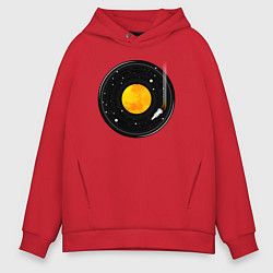 Толстовка оверсайз мужская Космос на виниловой пластинке, цвет: красный