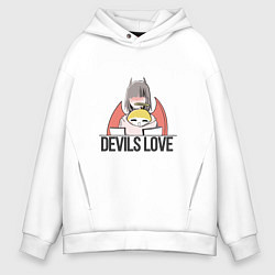 Толстовка оверсайз мужская Ангелок и демон, цвет: белый