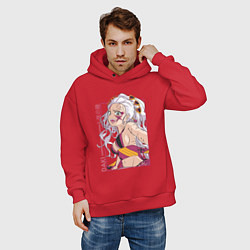 Толстовка оверсайз мужская Клинок рассекающий демонов Даки 6 высшая луна, цвет: красный — фото 2