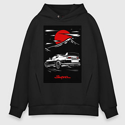 Толстовка оверсайз мужская Toyota Supra jdm гоночный, цвет: черный
