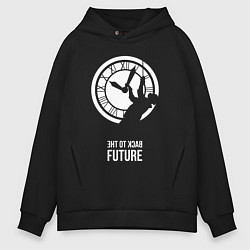 Толстовка оверсайз мужская Back to the future clocks, цвет: черный