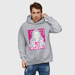 Толстовка оверсайз мужская Клинок рассекающий демонов Незуко Nezuko, цвет: меланж — фото 2
