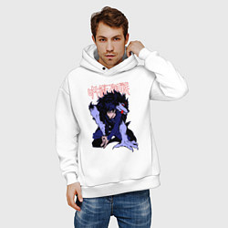 Толстовка оверсайз мужская Магическая битва Мегуми гончая, цвет: белый — фото 2